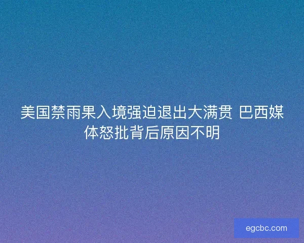 美国禁雨果入境强迫退出大满贯 巴西媒体怒批背后原因不明