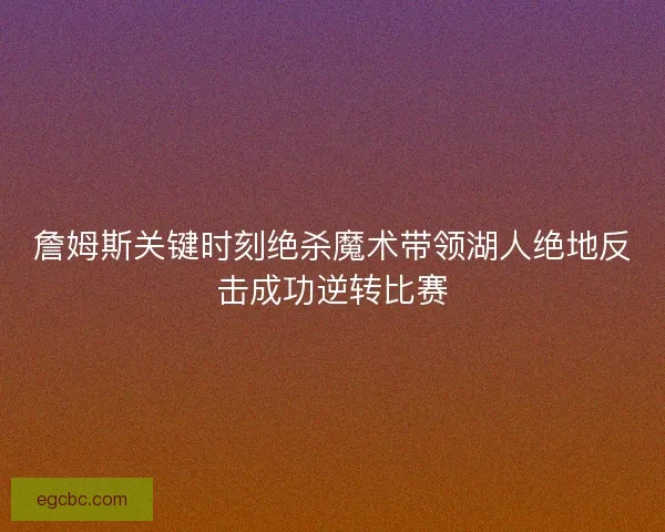 詹姆斯关键时刻绝杀魔术带领湖人绝地反击成功逆转比赛